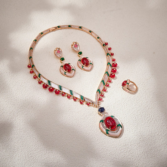 High- White Shell Peach Heart Necklace - 18K Gold Plated | Bo Cheng Jewelry - View 3