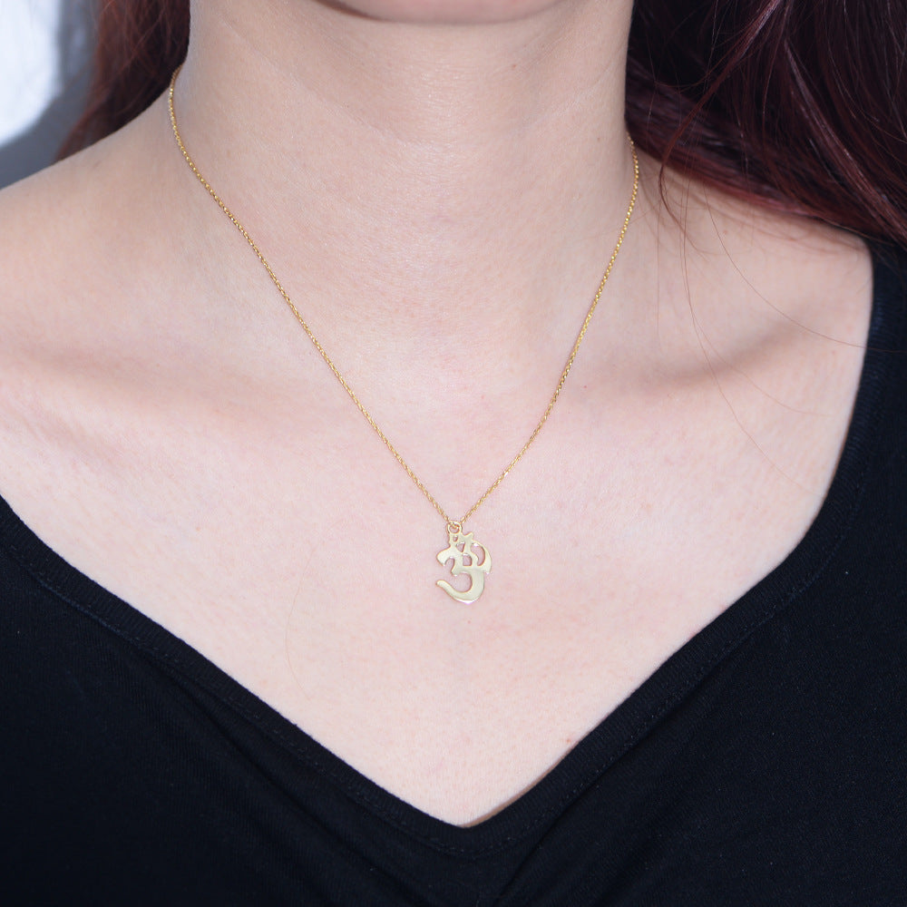 S925 Sterling Silver Aum Symbol Necklace Female European and American Cross-border Personality Trend