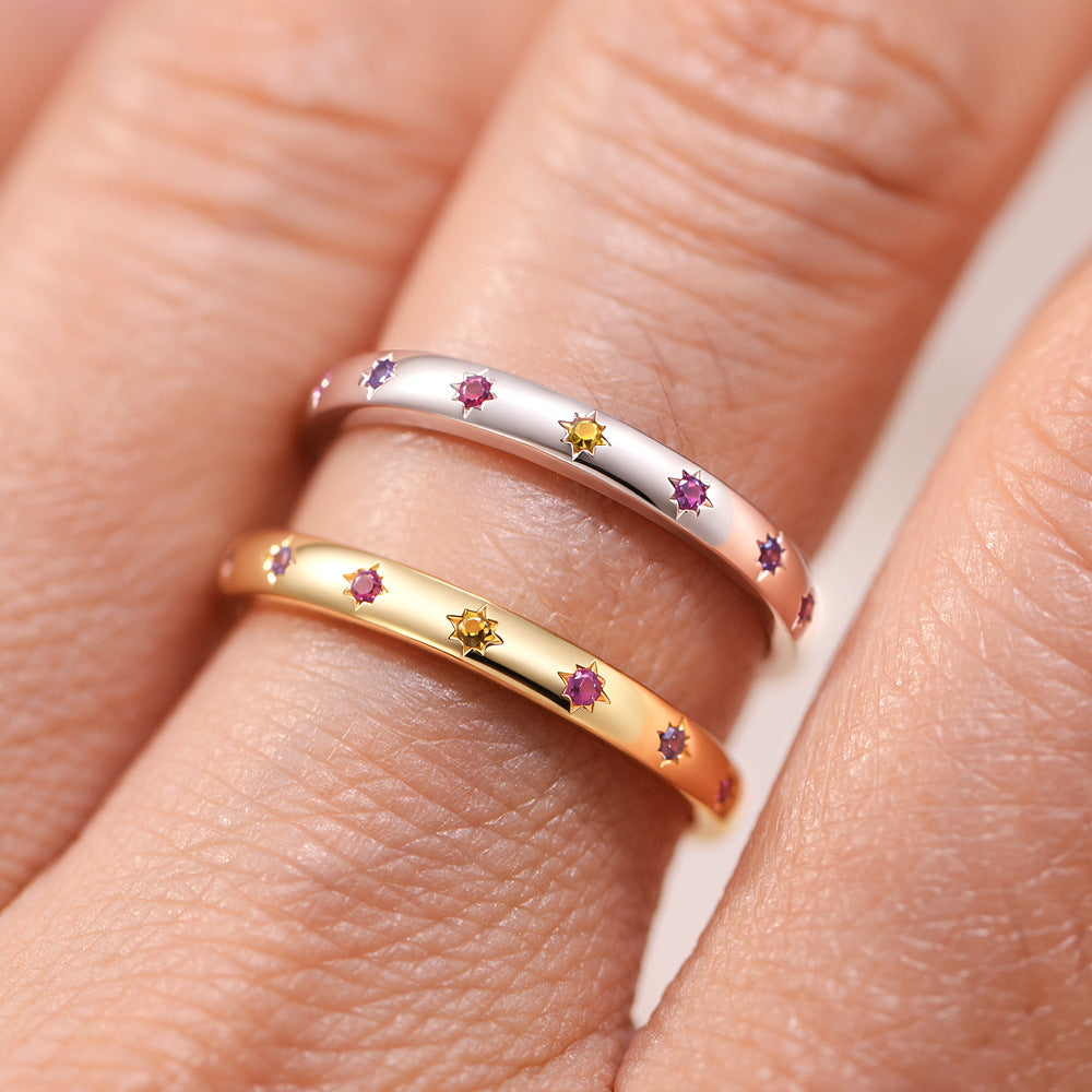 Wholesale 925 Sterling Silver Zircon Ring Ins Style Niche Design