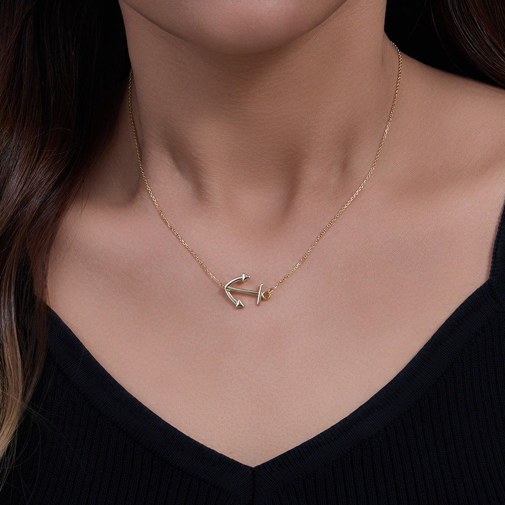 European and American fashion personalized anchor pendant pendant sterling silver necklace New Hip H