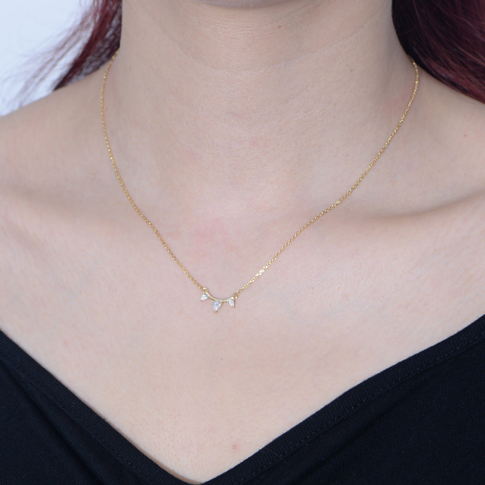 European and American ins style 925 sterling silver classic single row diamond pendant necklace wome