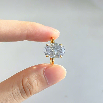 Wholesale 925 Sterling Silver Ice Flower Cut Zircon Ring Floral Design Oval Shape