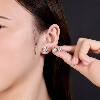 925 Sterling Silver Moussan Crown Earrings Women's Simple Pe | 925 Silver Moissanite Earrings | CZ Options | Wholesale