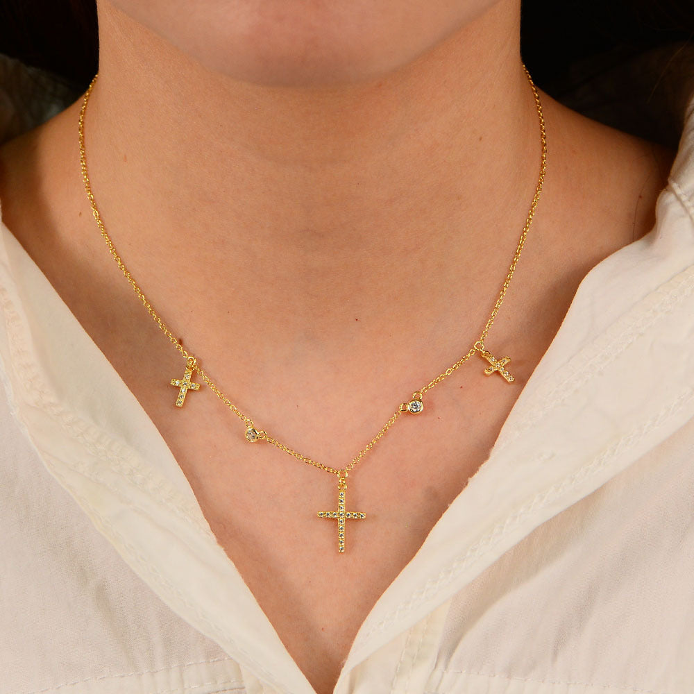 European and American Cross-border Jewelry 925 Sterling Silver Cross Necklace Women's Simple ins Nic