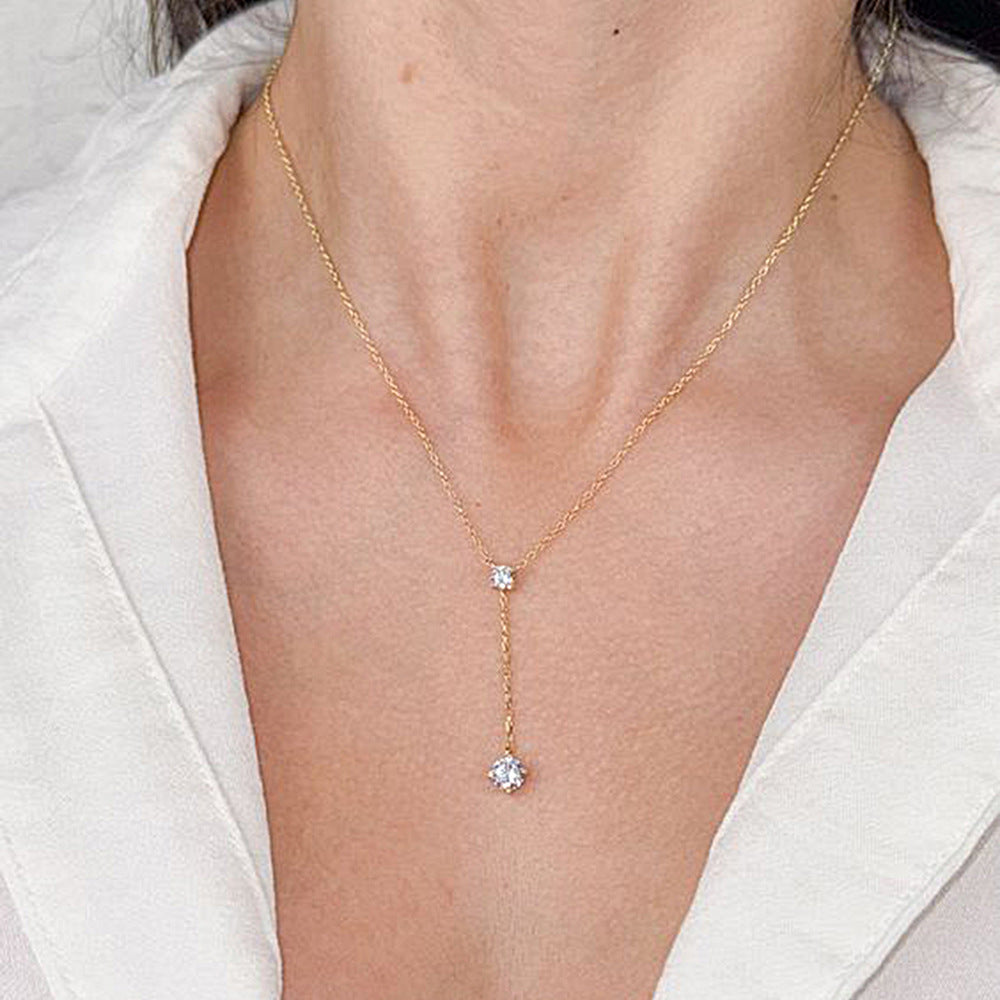 S925 Sterling Silver Y-shaped Tassel Collarbone Necklace Necklace Women's European and American Ins