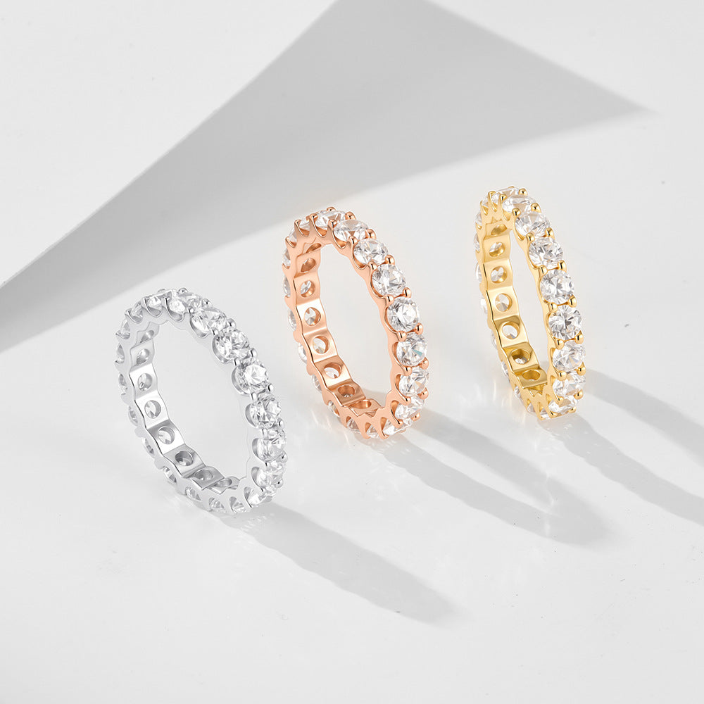 Wholesale 925 Sterling Silver Zircon Ring Simple Style