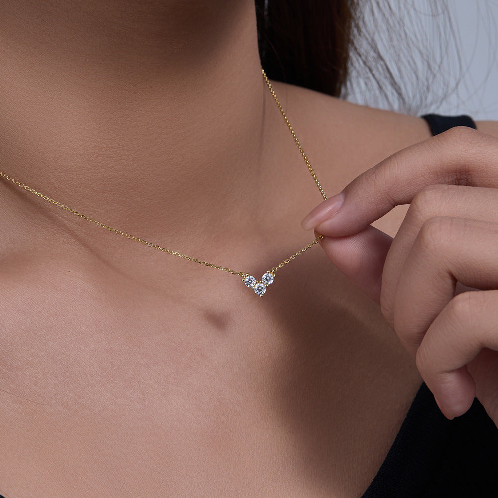 S925 Sterling Silver Mini Diamond Love Necklace Female Niche Design Sense Fashion Internet Celebrant