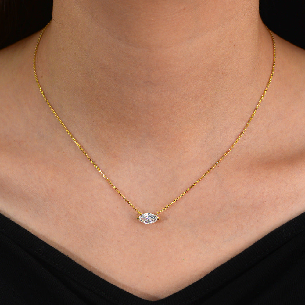 European and American Cross-Border Fashion Hot New Product S925 Sterling Silver Marquise Zircon Pend