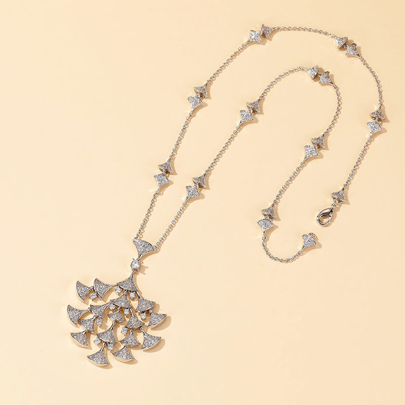Multi-fan Micro-inlaid Necklace Zircon - 18K Gold Plated | Bo Cheng Jewelry - View 3