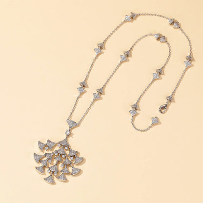 Multi-fan Micro-inlaid Necklace Zircon - 18K Gold Plated | Bo Cheng Jewelry - View 3