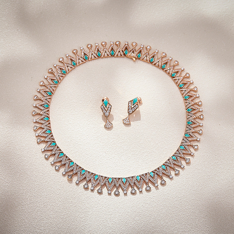 Wholesale Diamond-shaped enamel openwork choker necklace - 18K Gold Plated Factory Price