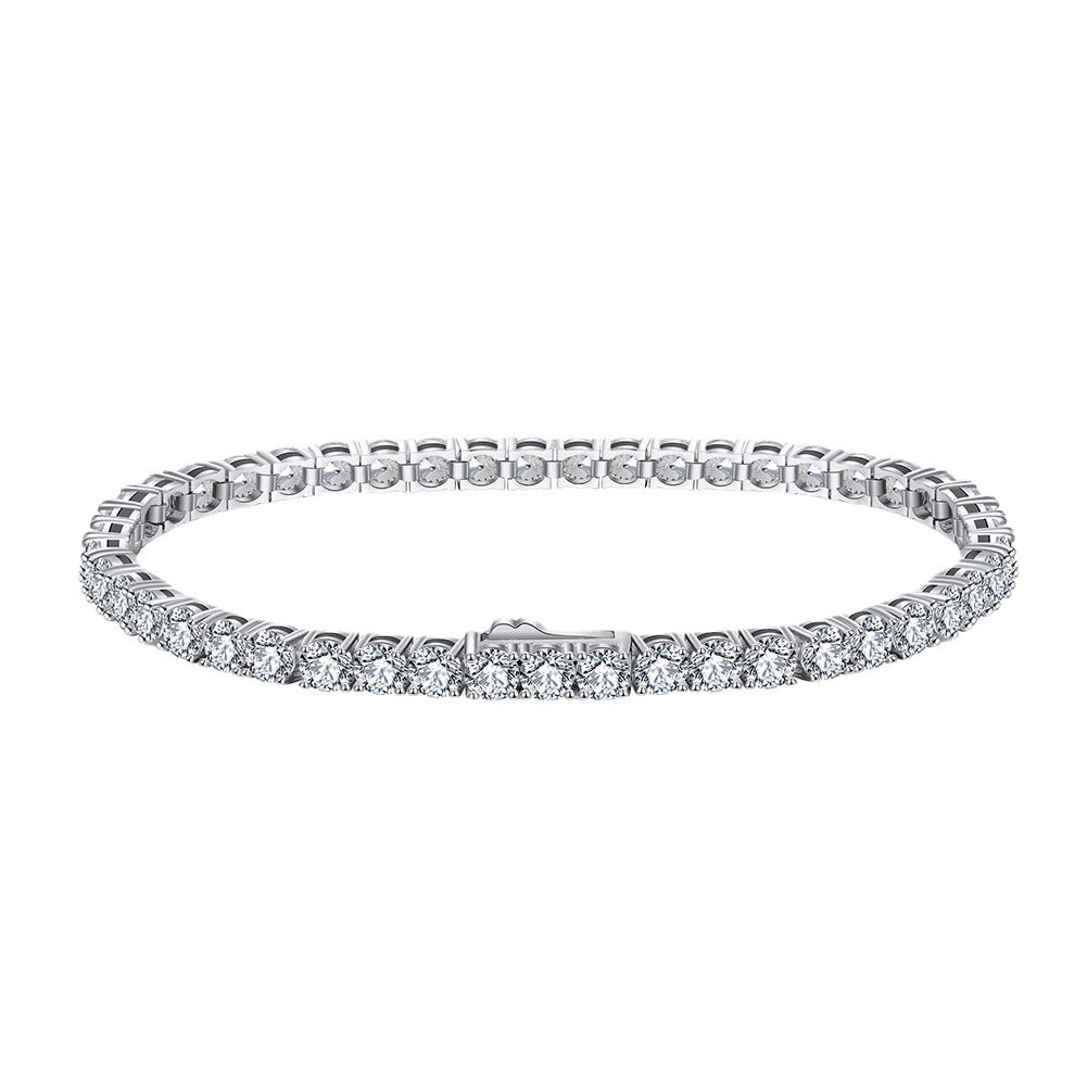 Wholesale S925 Silver CZ Tennis Bracelet | Platinum Plated Single Row Stone Chain