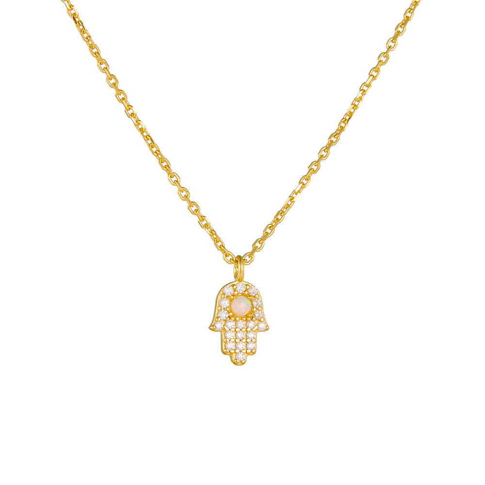 wholsale 925 Sterling Silver European and American Fatima's Hand Necklace