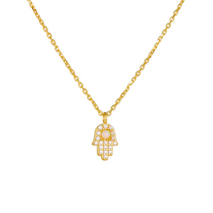 wholsale 925 Sterling Silver European and American Fatima's Hand Necklace