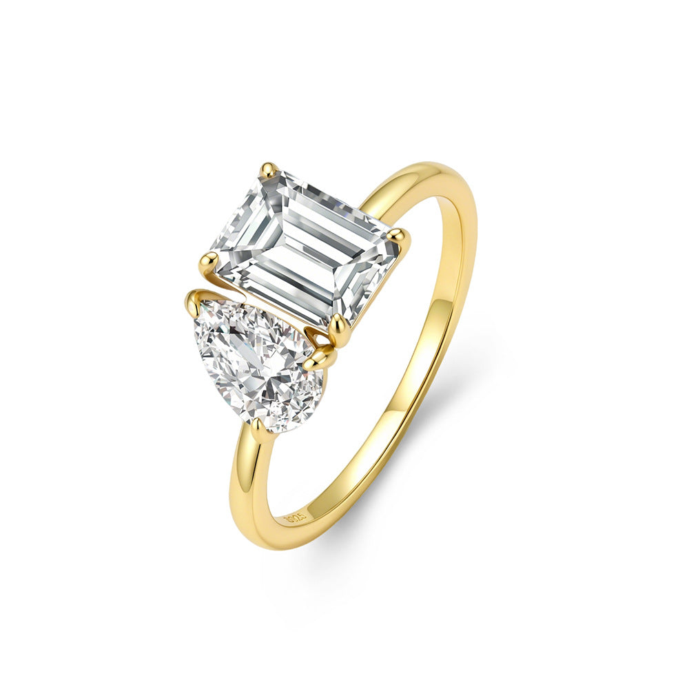 Wholesale 925 Sterling Silver Zircon Ring Niche Design Geometric