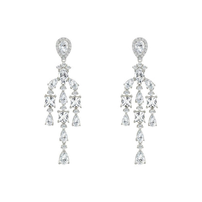 Luxurious Silver Earrings with Moissanite Tassels, Bold and | 925 Silver Moissanite Earrings | CZ Options | Wholesale