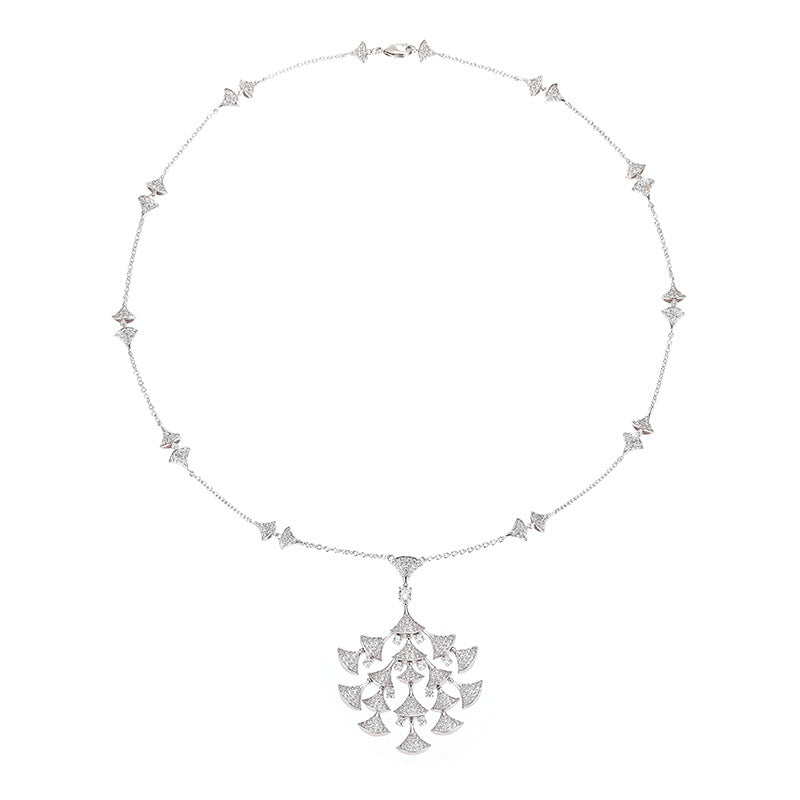 Multi-fan Micro-inlaid Necklace Zircon - 18K Gold Plated | Bo Cheng Jewelry - View 4