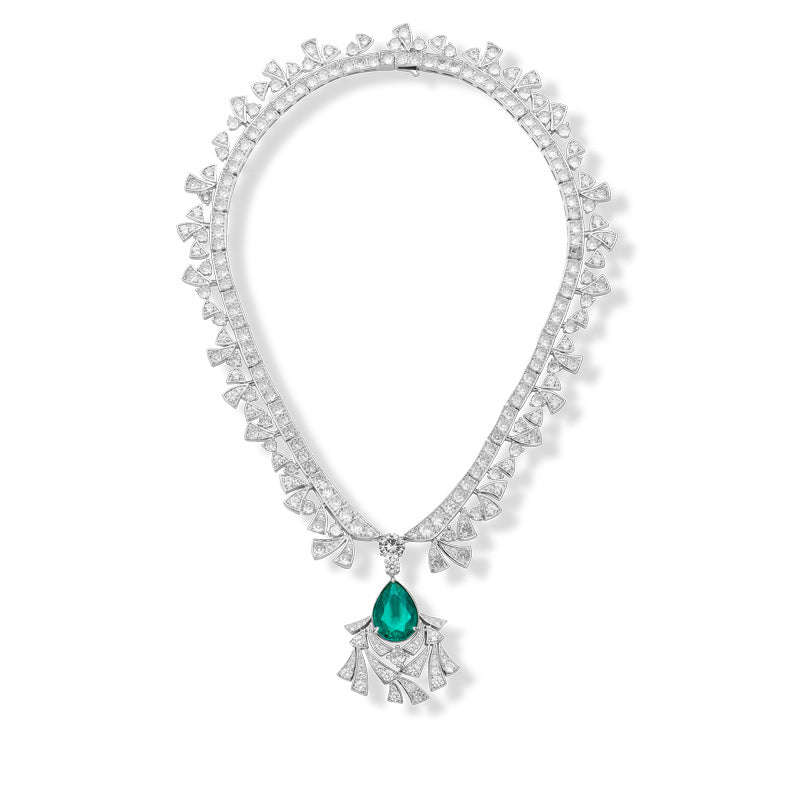 Flower Zircon Necklace High Necklace - 18K Gold Plated | Bo Cheng Jewelry - View 3