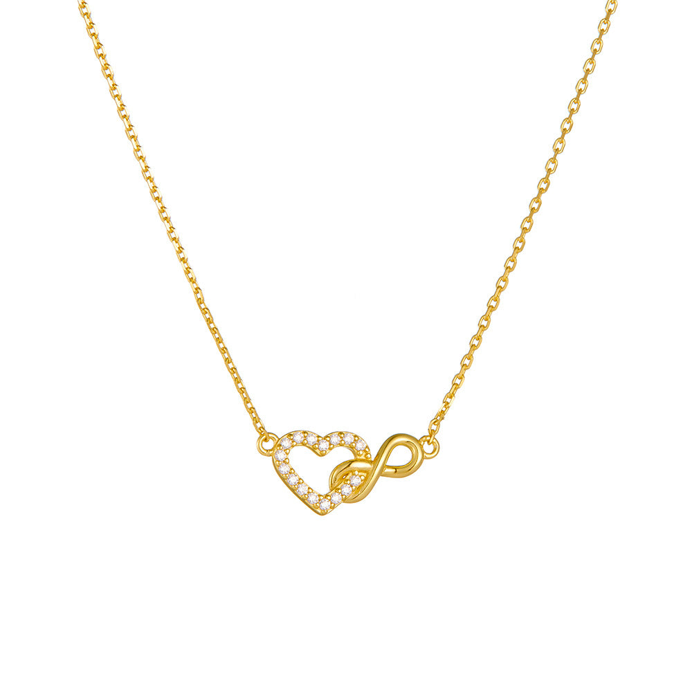 Lucky 8-word infinite heart-shaped sterling silver necklace for women European and American fashion