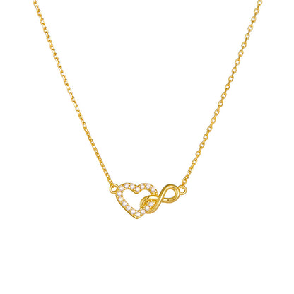 Lucky 8-word infinite heart-shaped sterling silver necklace for women European and American fashion