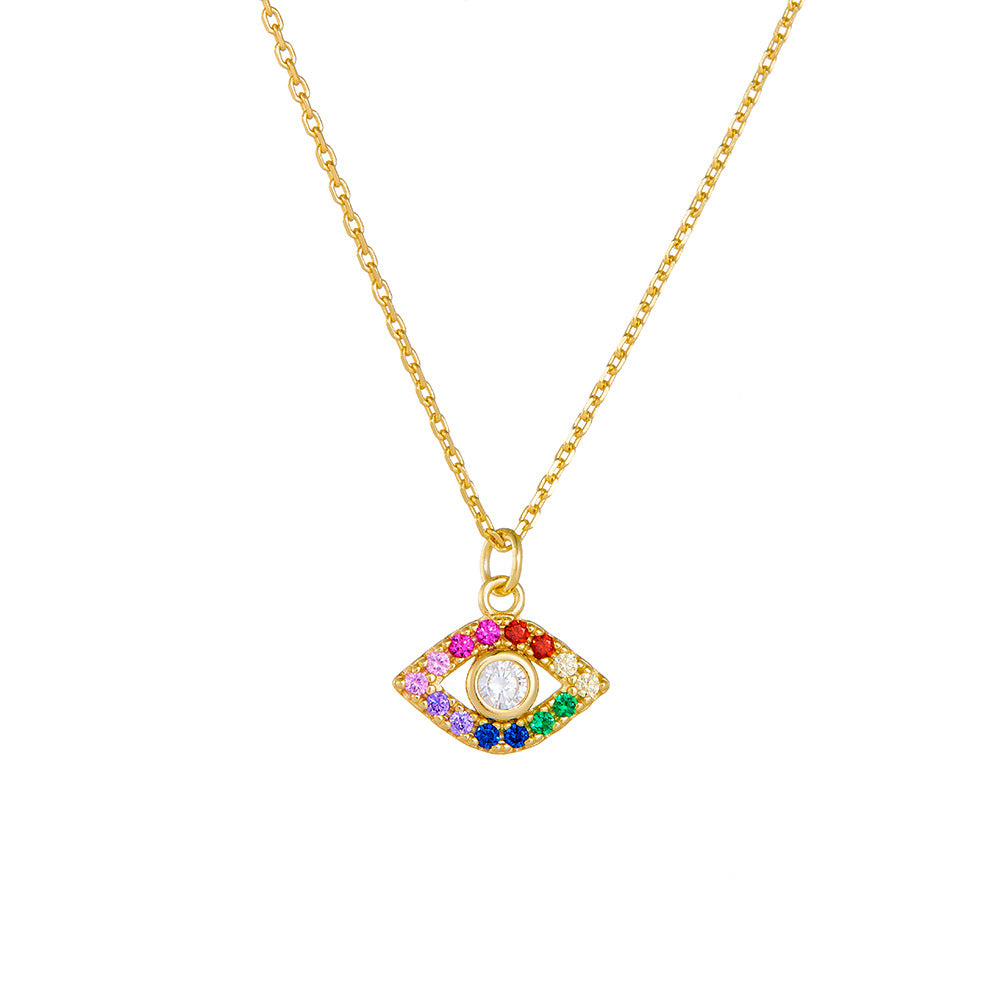 S925 Sterling Silver Classic ins style colorful zircon eye necklace European and American hot sellin