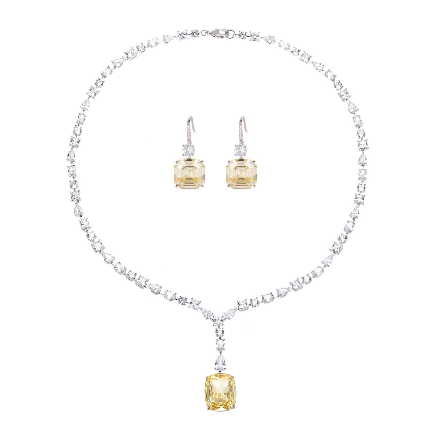 Product Square Yellow Diamond Necklace Diamond Necklace - 18K Gold Plated | Bo Cheng Jewelry - View 3