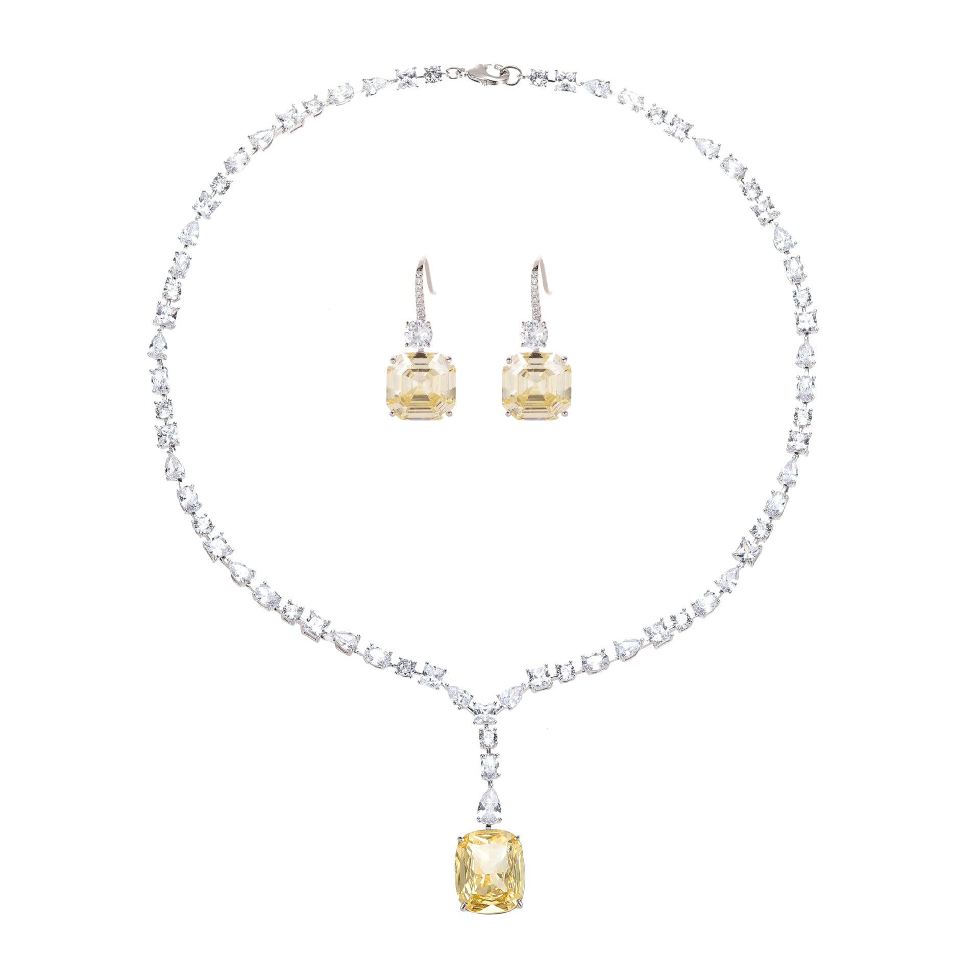 Product Square Yellow Diamond Necklace Diamond Necklace - 18K Gold Plated | Bo Cheng Jewelry - View 3