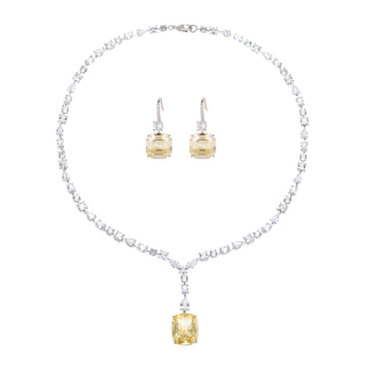 Product Square Yellow Diamond Necklace Diamond Necklace - 18K Gold Plated | Bo Cheng Jewelry - View 3