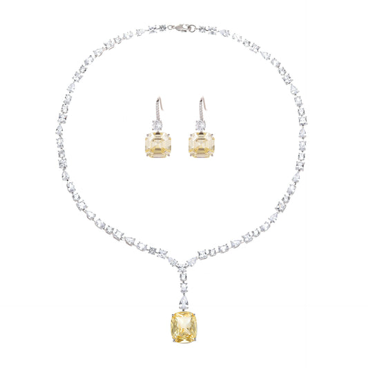 Product Square Yellow Diamond Necklace Diamond Necklace - 18K Gold Plated | Bo Cheng Jewelry - View 3