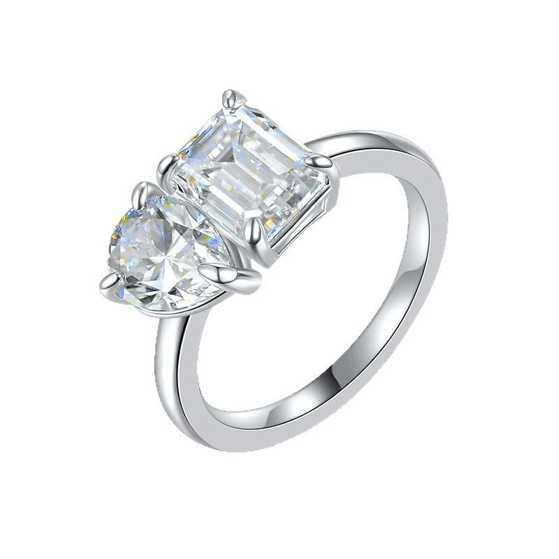 925 Silver Irregular 3Ct Statement Ring | Moissanite or CZ