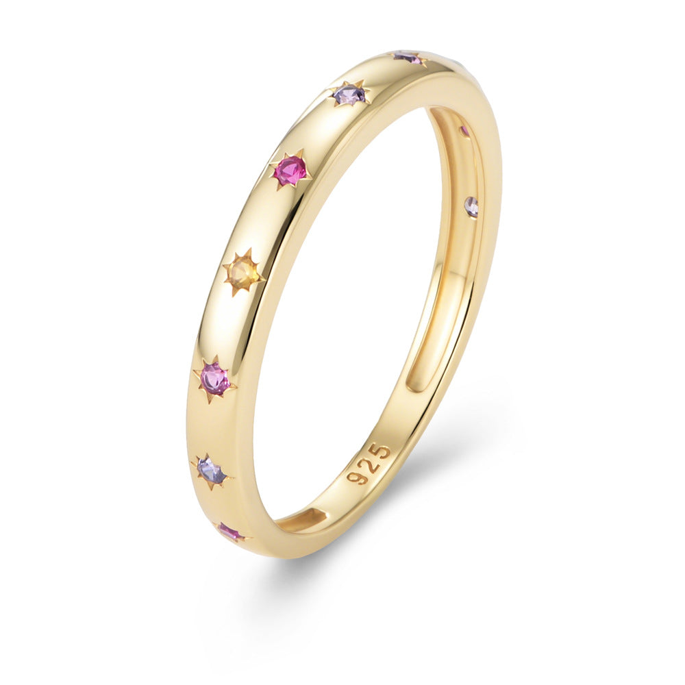 Wholesale 925 Sterling Silver Zircon Ring Ins Style Niche Design