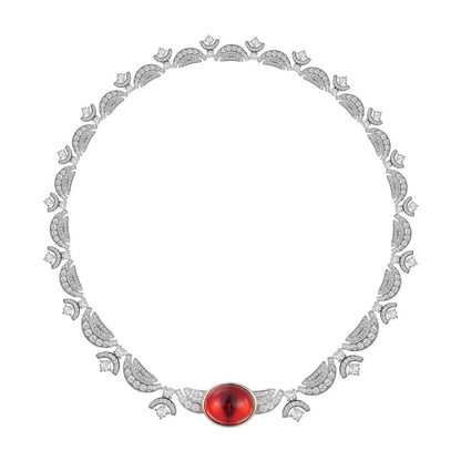 Zhao Ruth Red Tourmaline Necklace - 18K Gold Plated | Bo Cheng Jewelry - View 3