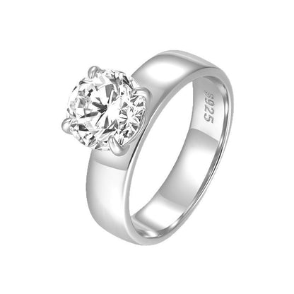 925 Silver 2 Carat Solitaire Ring | Moissanite or CZ
