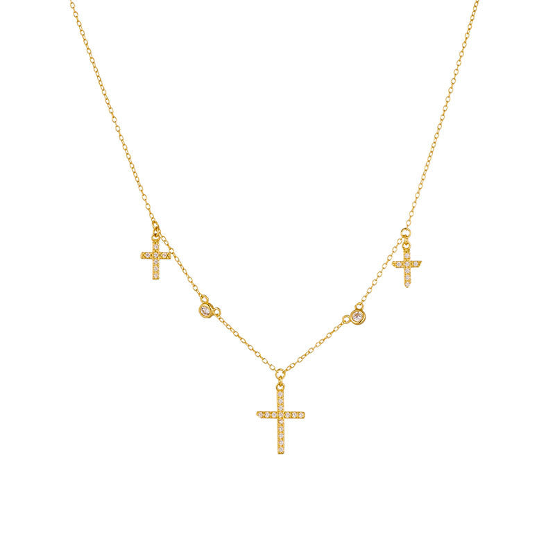 European and American Cross-border Jewelry 925 Sterling Silver Cross Necklace Women's Simple ins Nic