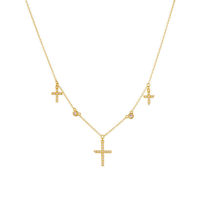 European and American Cross-border Jewelry 925 Sterling Silver Cross Necklace Women's Simple ins Nic