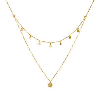 European and American cross-border jewelry s925 sterling silver double-layer necklace women's simple