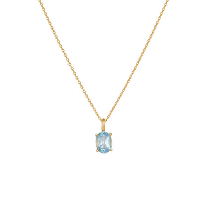Sky Blue Topaz Sterling Silver Necklace Women's Japanese and Korean Simple Versatile Niche Design Ac