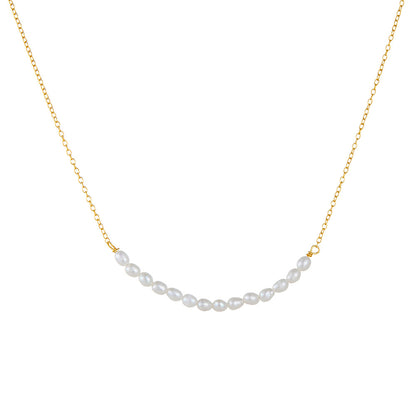 S925 Sterling Silver Smiley Face Natural Pearl Necklace Women's European and American Simple All-mat