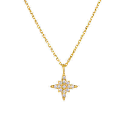 New style full diamond eight Awn star pure silver necklace female European and American ins niche de