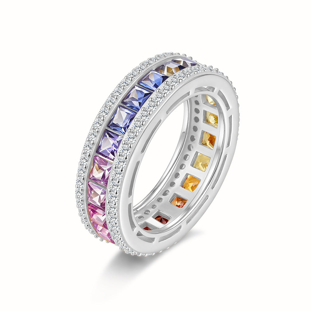 925 Silver Colorful Gemstone Ring | Moissanite or CZ