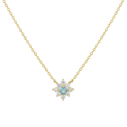 European and American cross-border jewelry small fresh flower diamond pendant necklace female s925 s