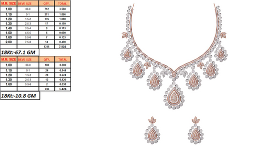 18K Gold Custom Diamond Necklace & Earring Set | 10 Designs | Moissanite Lab Diamond CZ | Bridal Luxury Fine Jewelry | Bo Cheng Jewelry