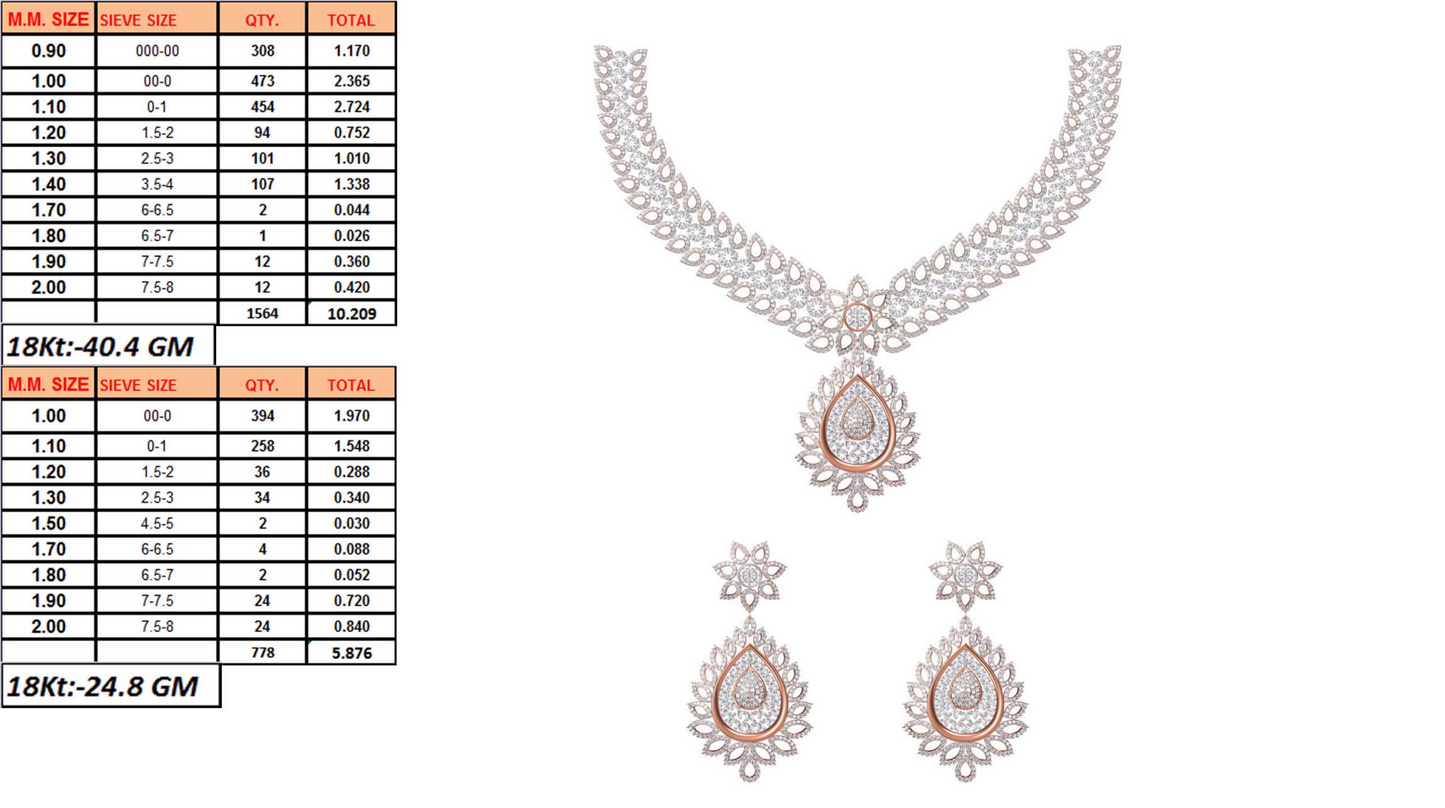 18K Gold Custom Diamond Necklace & Earring Set | 10 Designs | Moissanite Lab Diamond CZ | Bridal Luxury Fine Jewelry | Bo Cheng Jewelry