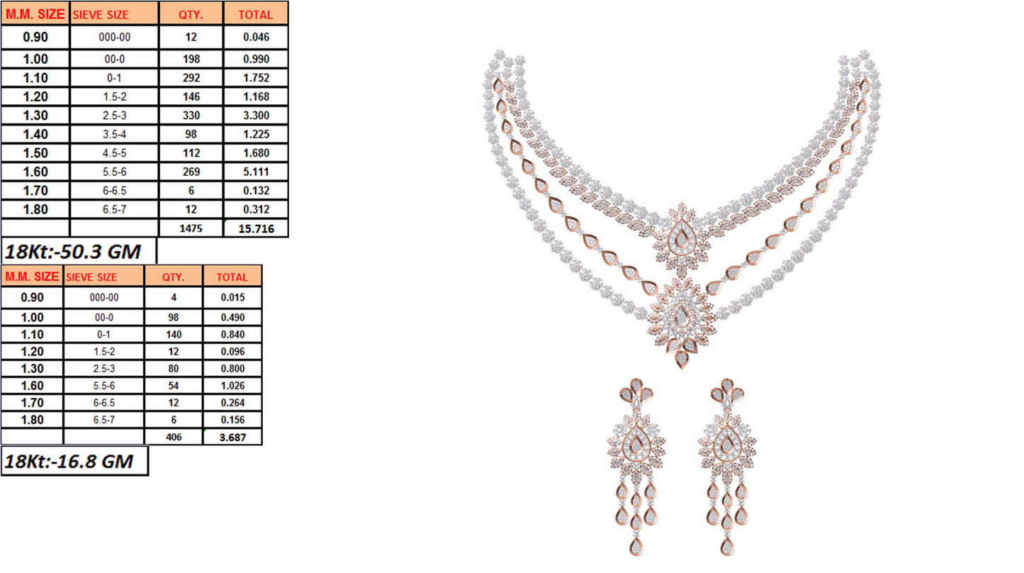 18K Gold Custom Diamond Necklace & Earring Set | 10 Designs | Moissanite Lab Diamond CZ | Bridal Luxury Fine Jewelry | Bo Cheng Jewelry