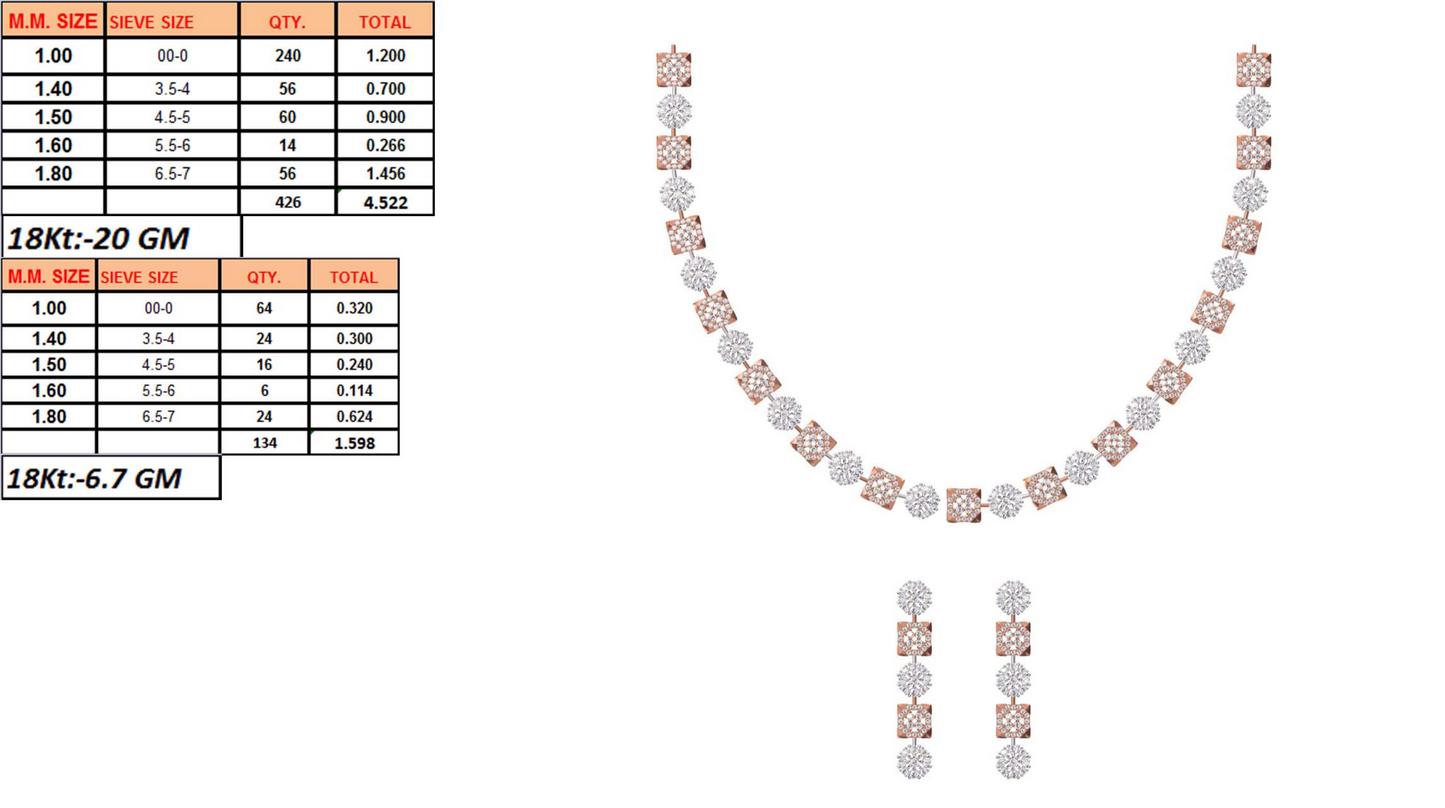 18K Gold Custom Diamond Necklace & Earring Set | 10 Designs | Moissanite Lab Diamond CZ | Bridal Luxury Fine Jewelry | Bo Cheng Jewelry