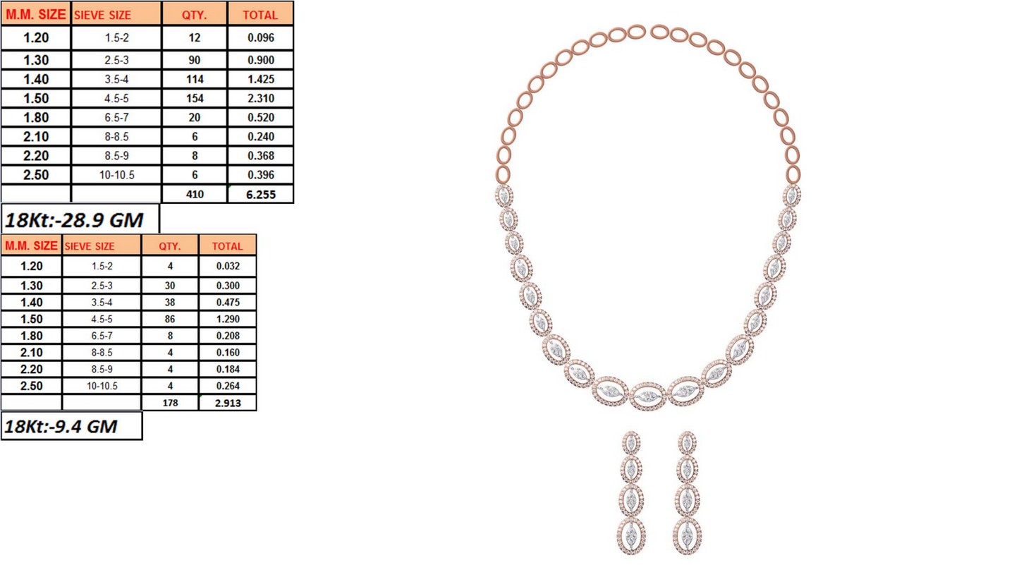18K Gold Custom Diamond Necklace & Earring Set | 10 Designs | Moissanite Lab Diamond CZ | Bridal Luxury Fine Jewelry | Bo Cheng Jewelry