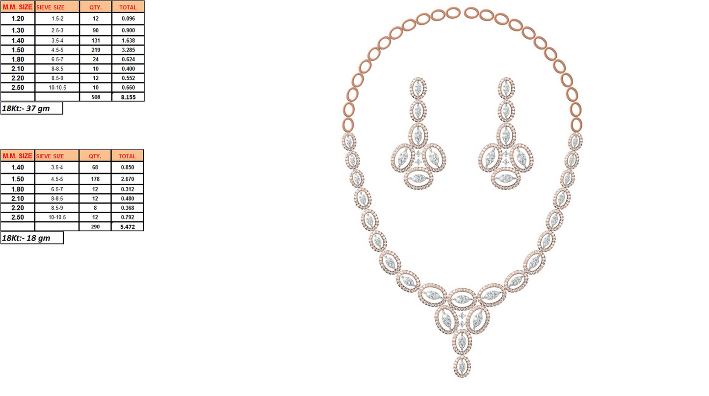 18K Gold Custom Diamond Necklace & Earring Set | 10 Designs | Moissanite Lab Diamond CZ | Bridal Luxury Fine Jewelry | Bo Cheng Jewelry
