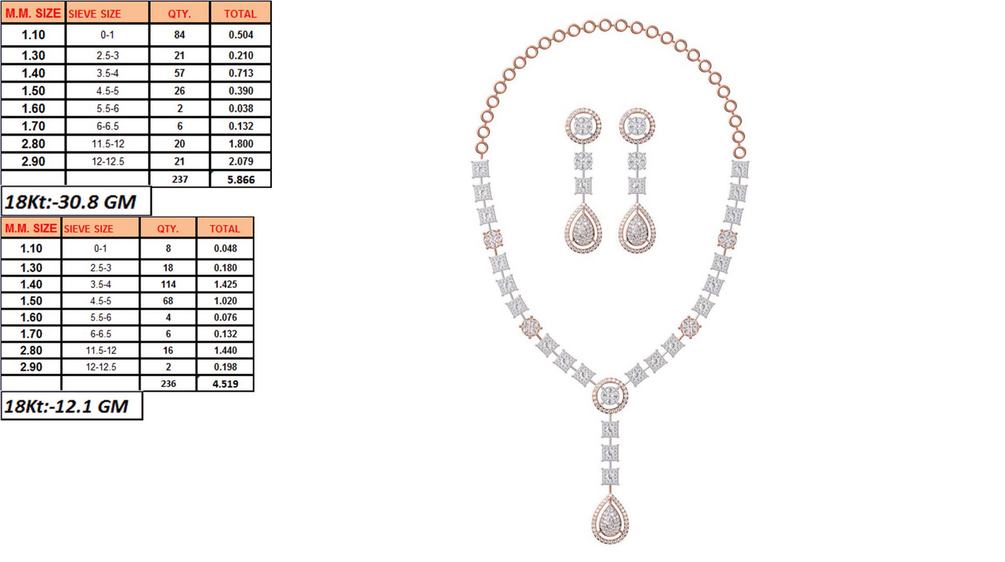 18K Gold Custom Diamond Necklace & Earring Set | 8 Designs | Moissanite Lab Diamond CZ | Bridal Luxury Fine Jewelry | Bo Cheng Jewelry