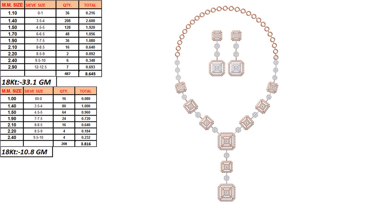 18K Gold Custom Diamond Necklace & Earring Set | 8 Designs | Moissanite Lab Diamond CZ | Bridal Luxury Fine Jewelry | Bo Cheng Jewelry