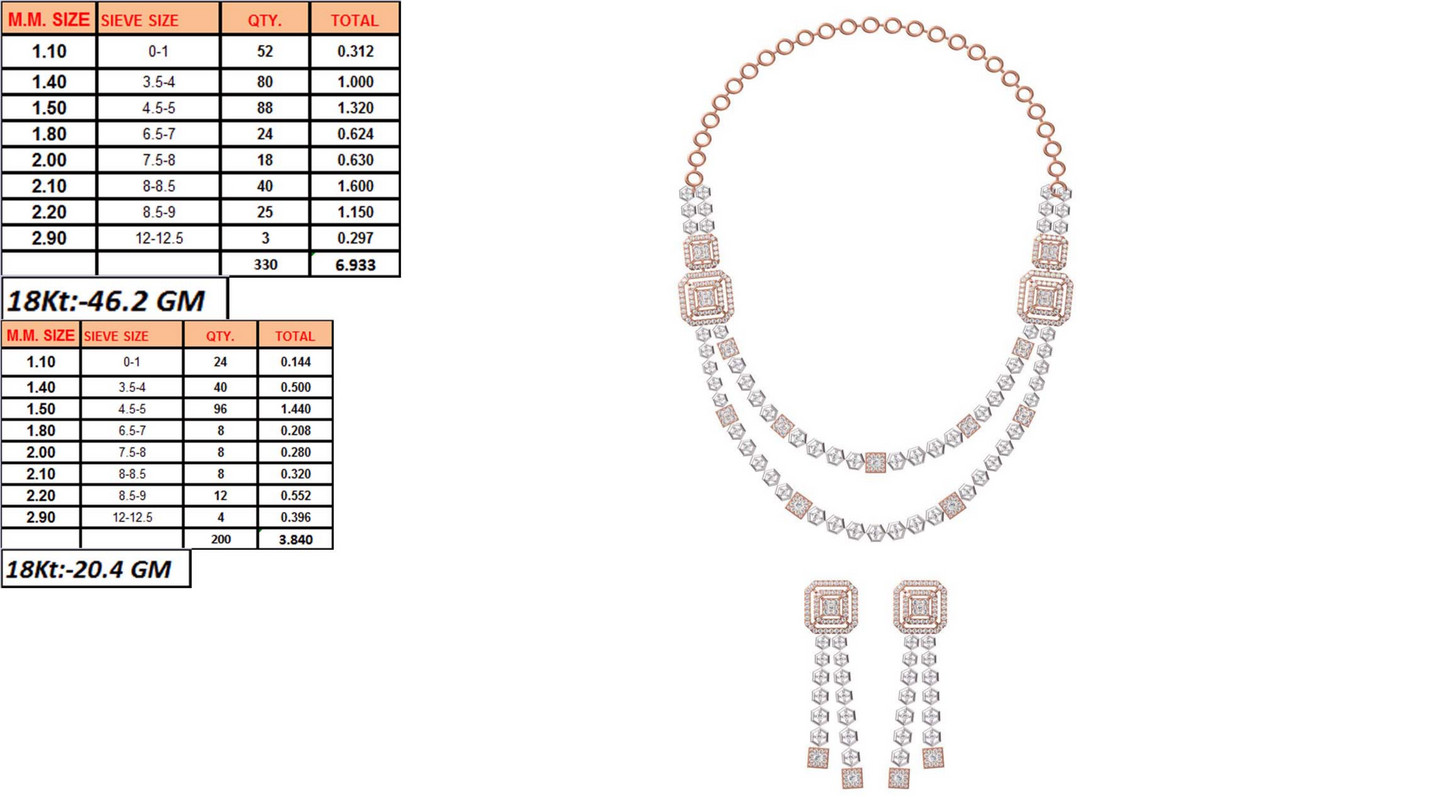 18K Gold Custom Diamond Necklace & Earring Set | 8 Designs | Moissanite Lab Diamond CZ | Bridal Luxury Fine Jewelry | Bo Cheng Jewelry